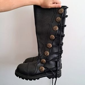 Black Premium Leather Knee-High Boots, Size 5